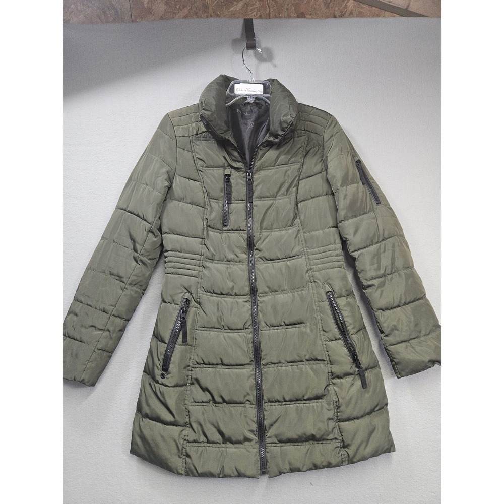 Nautica Womens Olive Green Water Resistant Quilted Puffer Coat Size S M